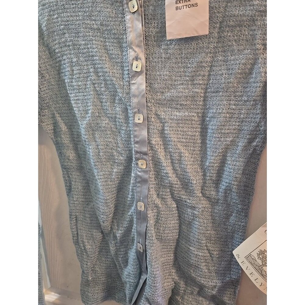 crabtree evelyn NWT Mohair, Wool, Silk Blend Cardigan Sweatee Dusty Blue. Medium - Picture 8 of 15